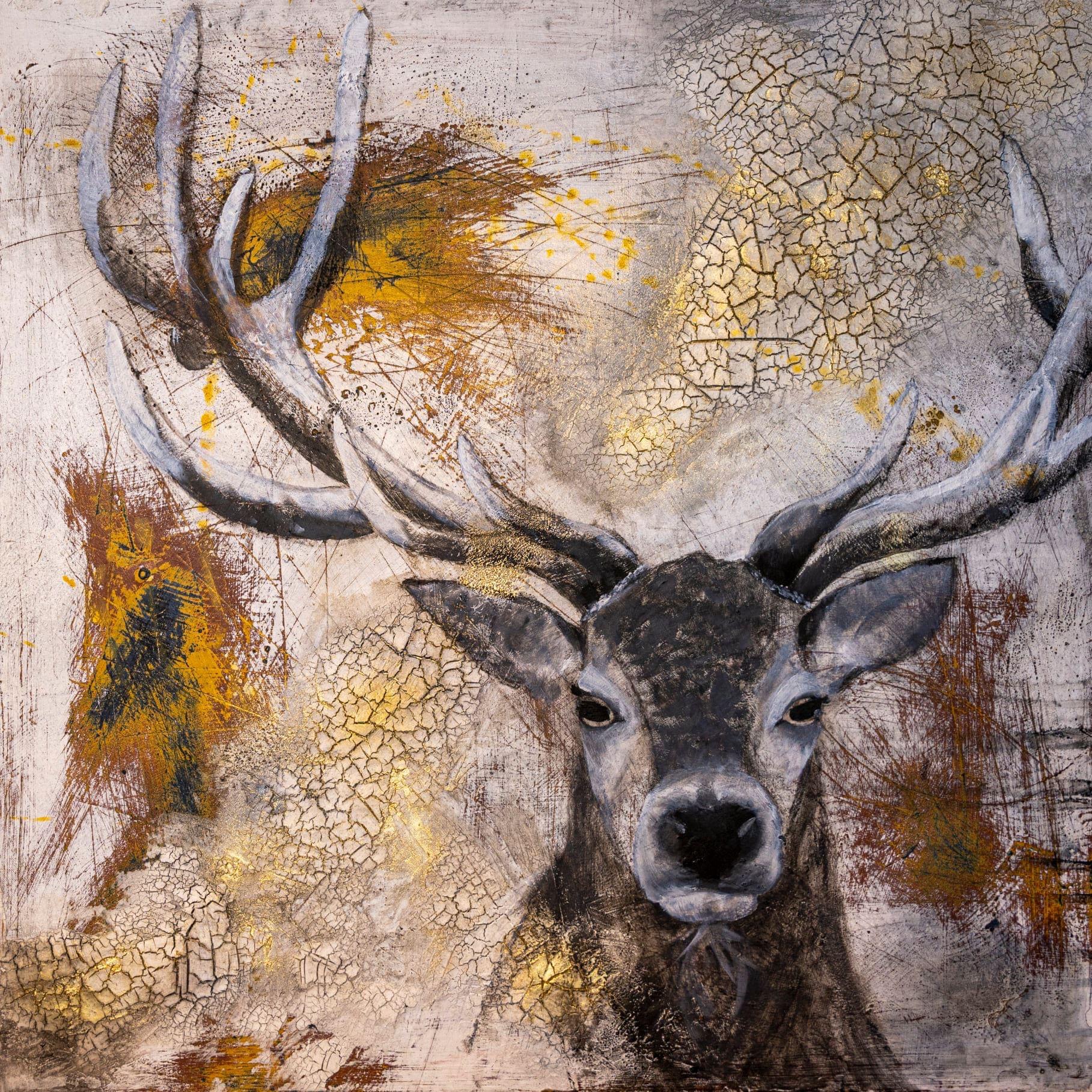 Hirsch – Acryl und Kohle