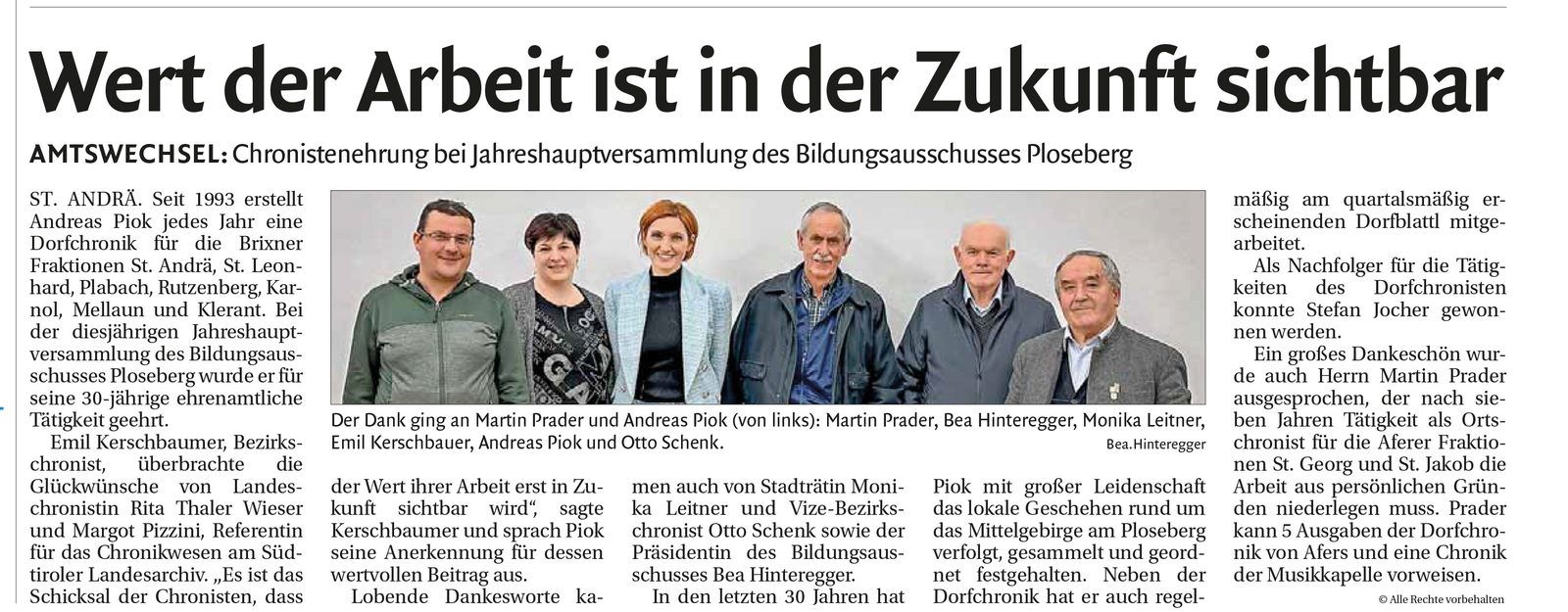 Wert der Arbeit ist in der Zukunft sichtbar