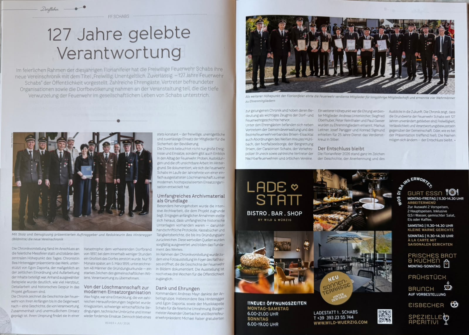 127 Jahre gelebte Verantwortung – Reiher, Gemeindezeitung Schabs