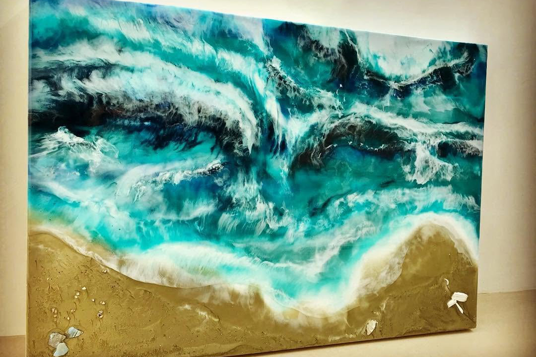 Resin-Arbeit Meer und Strand