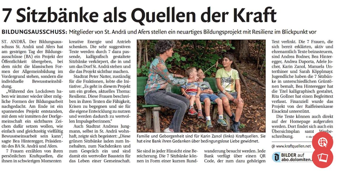7 Sitzbänke als Quellen der Kraft