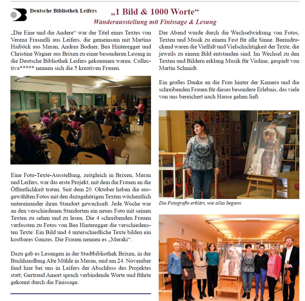 „1 Bild & 1.000 Worte“ – Finissage & Lesung, Leiferer Stimme