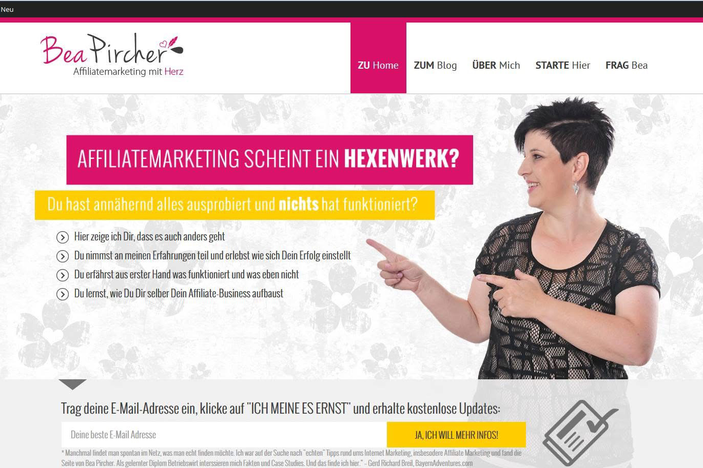 Website Affiliatemarketing mit Herz